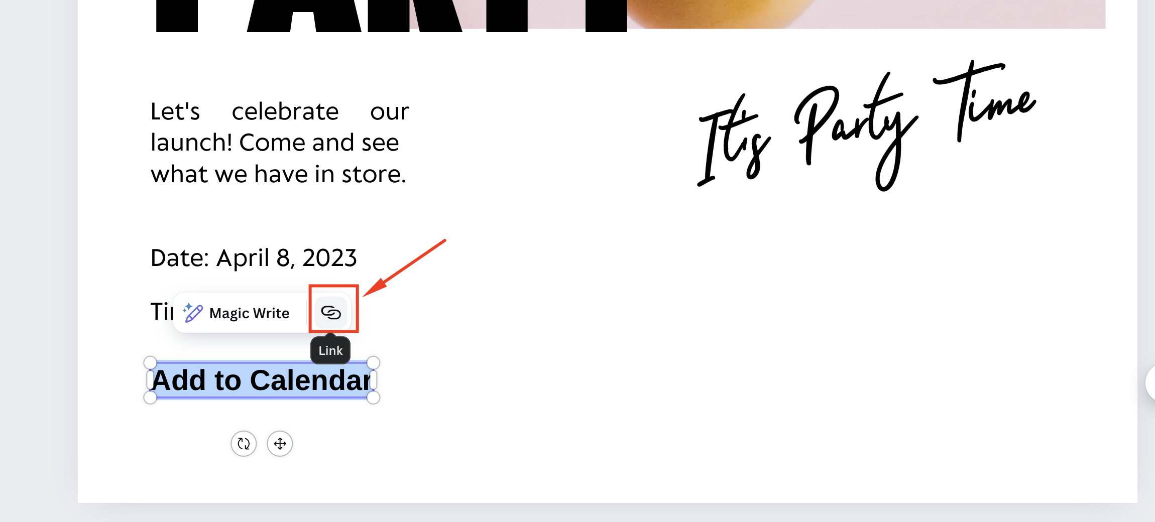 Add to Calendar Link on Canva Design